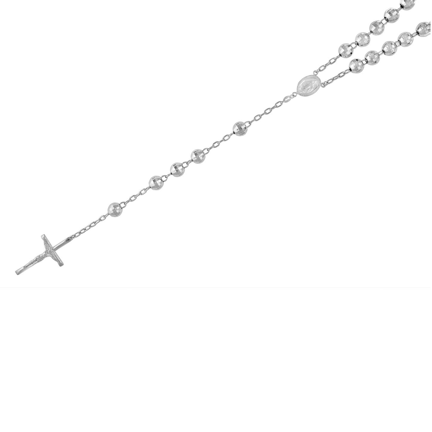 925 Sterling Silver Rosary Rhodium 8mm