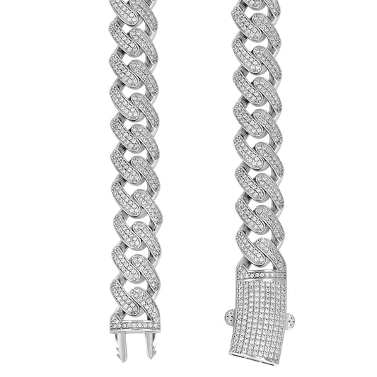925 Sterling Silver Moissanite Chain 15mm