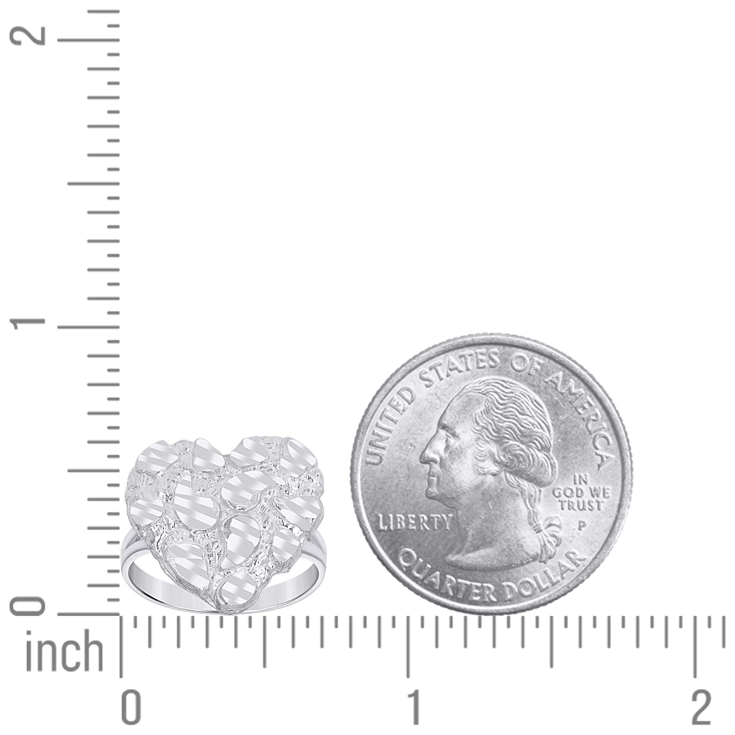 925 Sterling Silver Heart Nugget Ring-S7