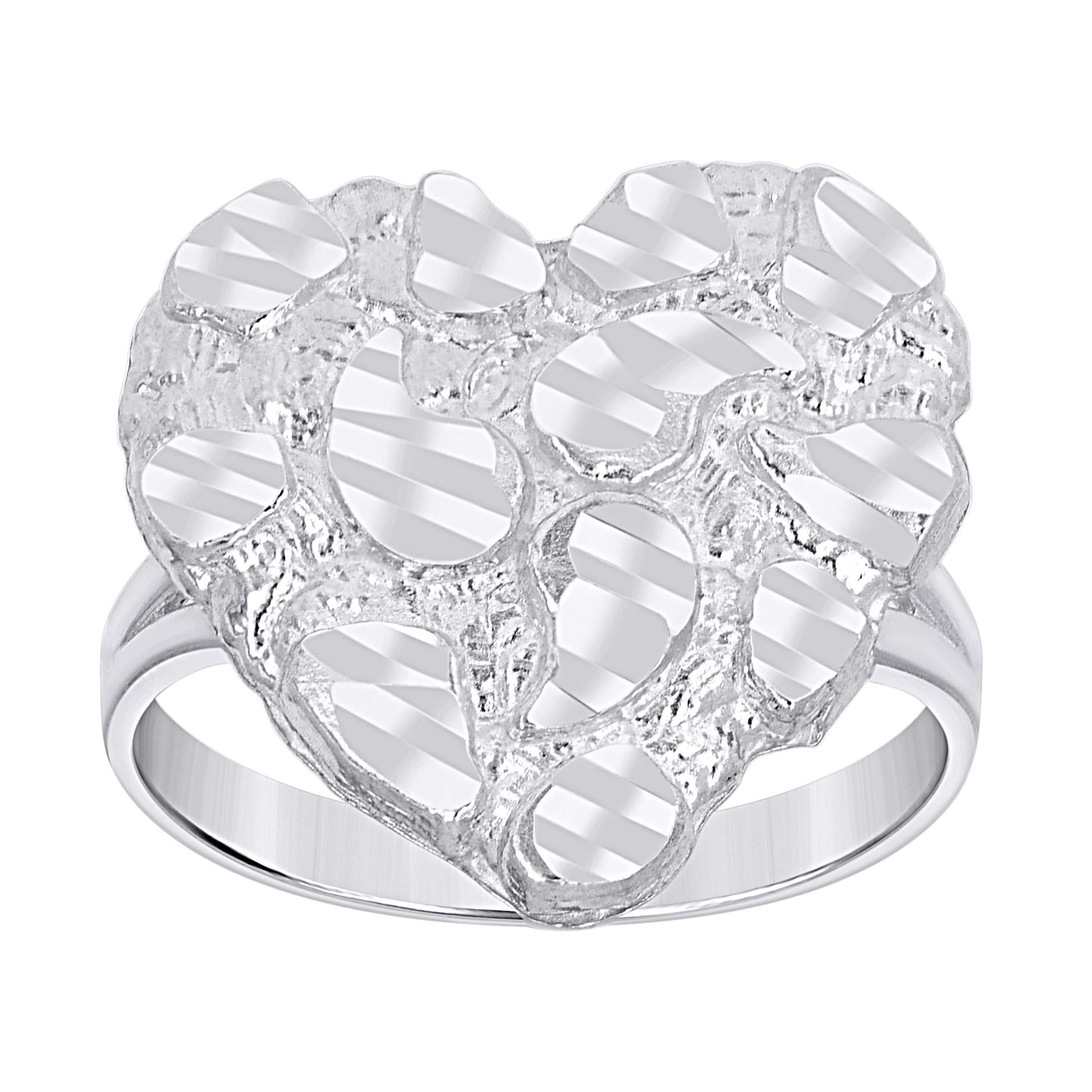 925 Sterling Silver Heart Nugget Ring-S7
