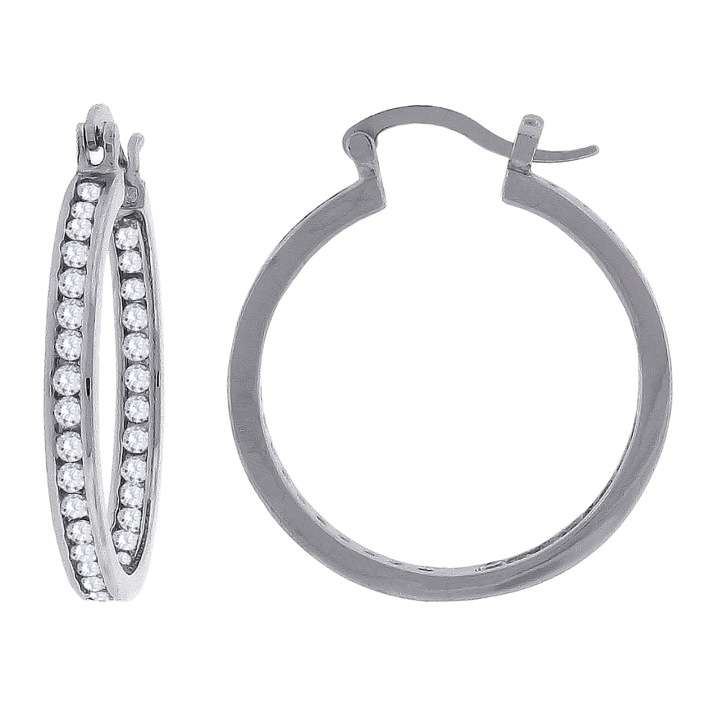 925 Silver 30mm Inside-Out Cz Hoop Earring