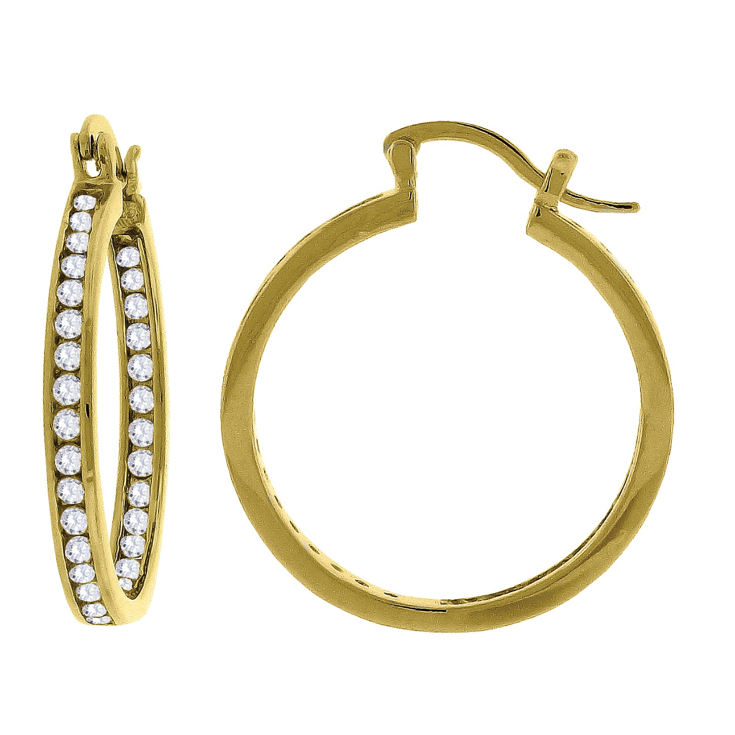 925 Silver 30mm Inside-Out Cz Hoop Earring