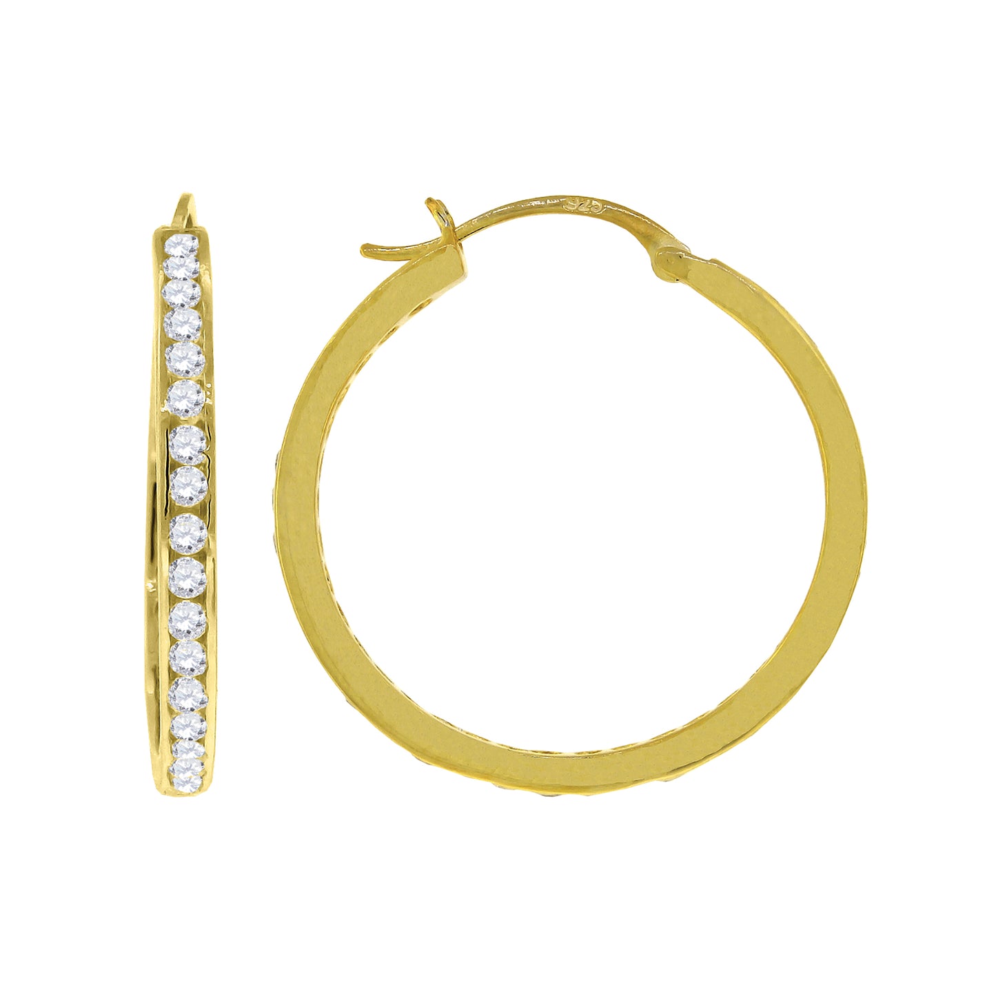 925 Silver 35mm Inside-Out Cz Hoop Earring