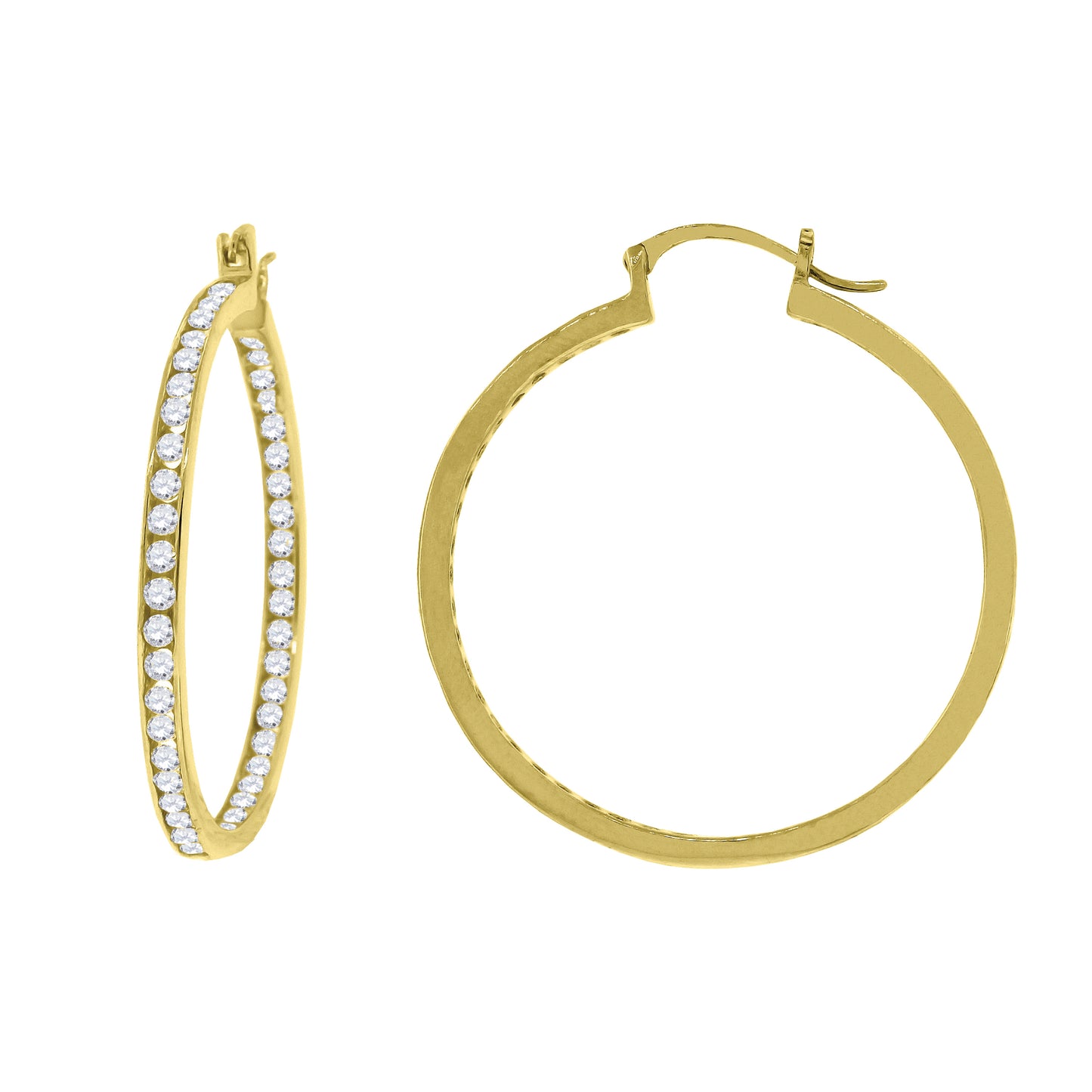 925 Silver 40mm Inside-Out Cz Hoop Earring