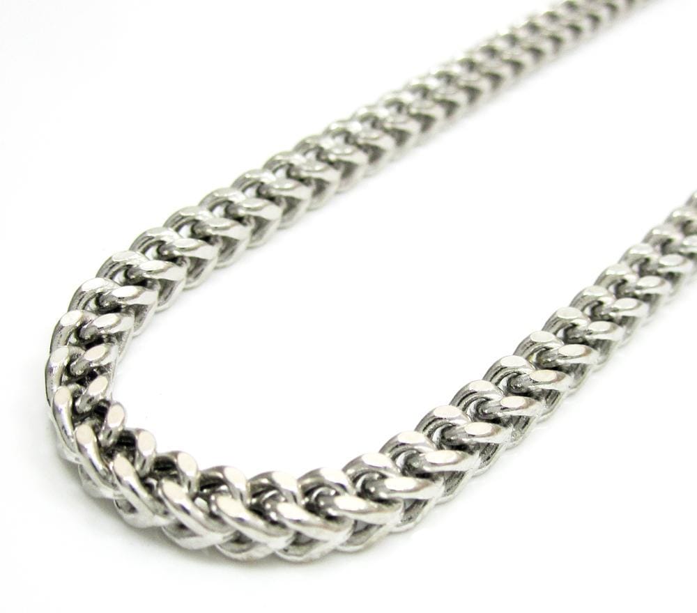 10kt White Gold Hollow Franco Chain 6mm 9 To 30 Inches
