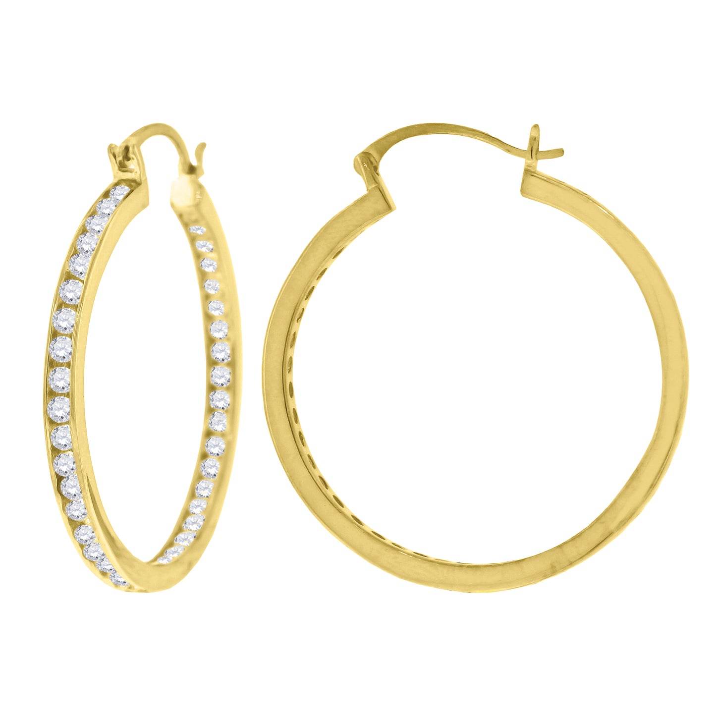 925 Silver 33mm Cz Hoop Earrings