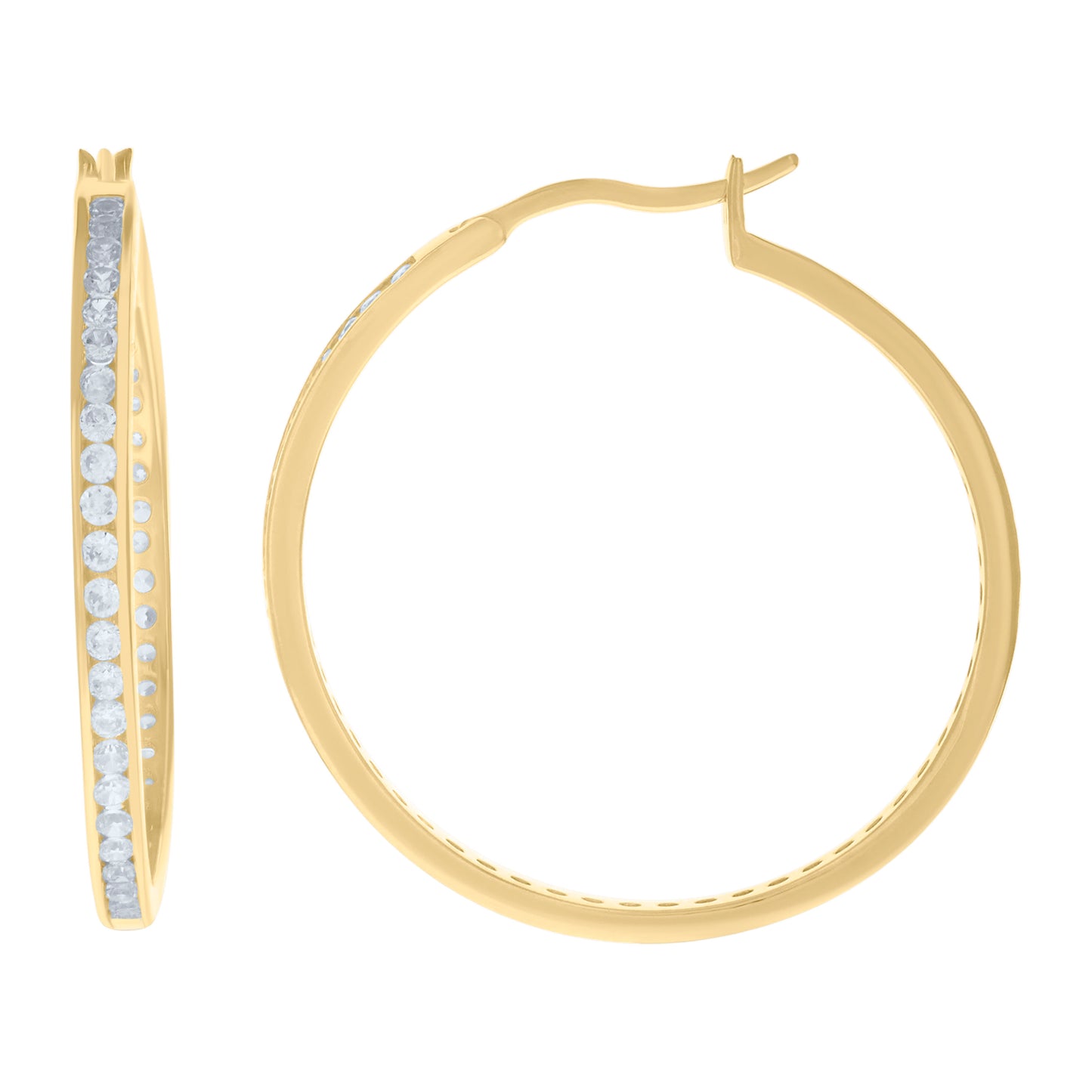 925 Silver 40mm Cz Hoop Earrings