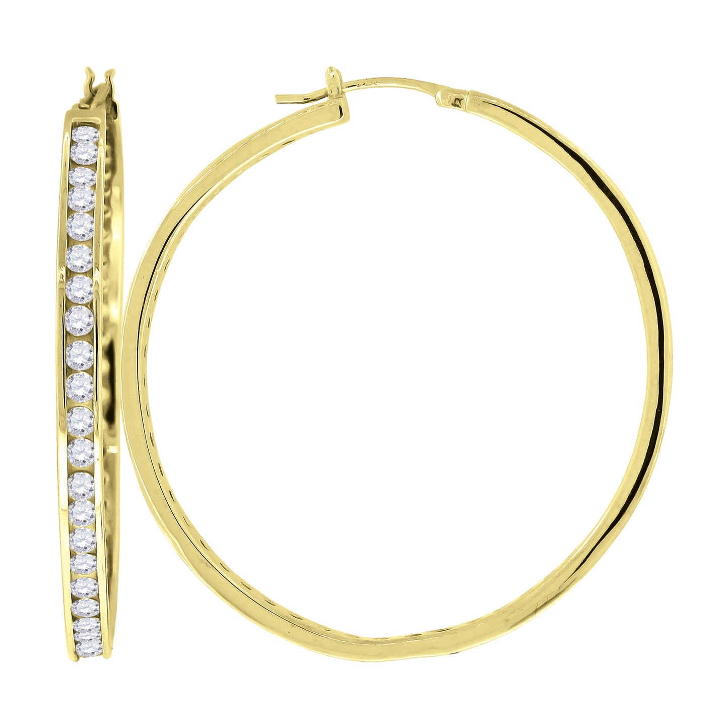 925 Silver 49mm Cz Hoop Earrings