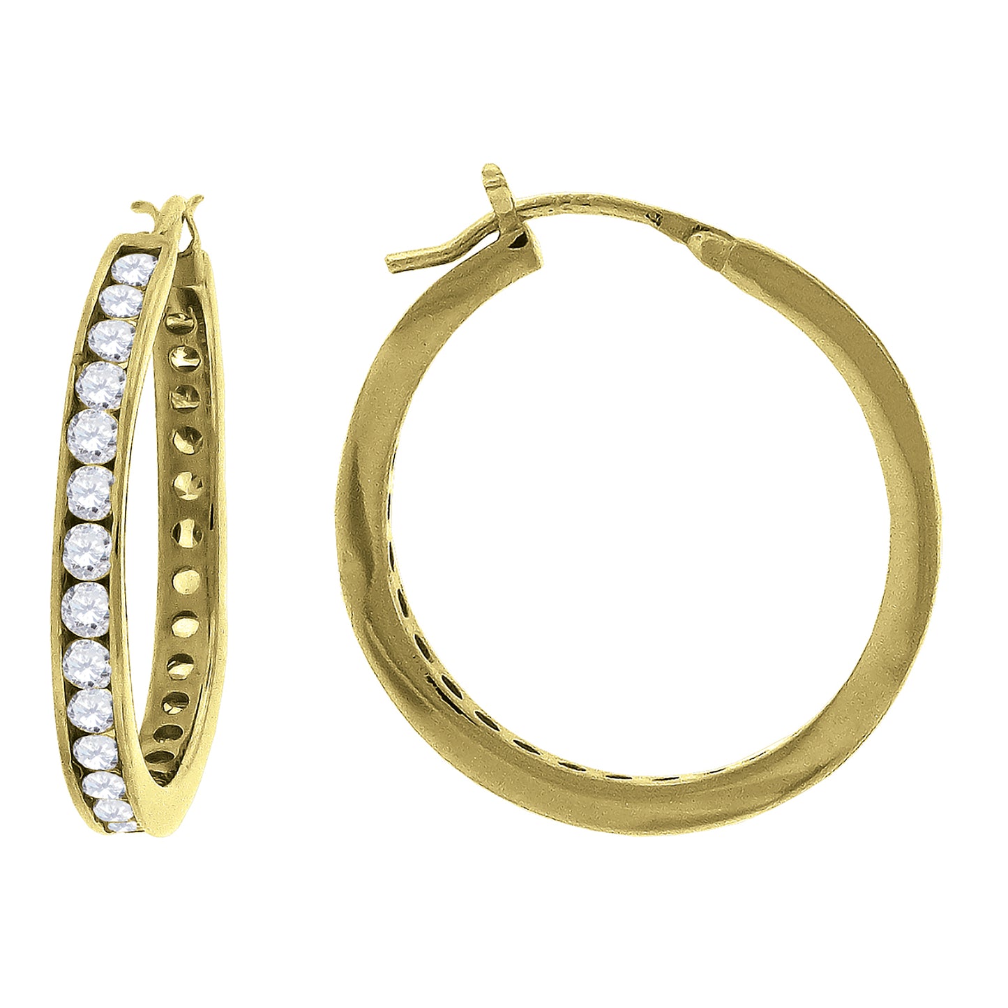 925 Silver 28mm Cz Hoop Earrings