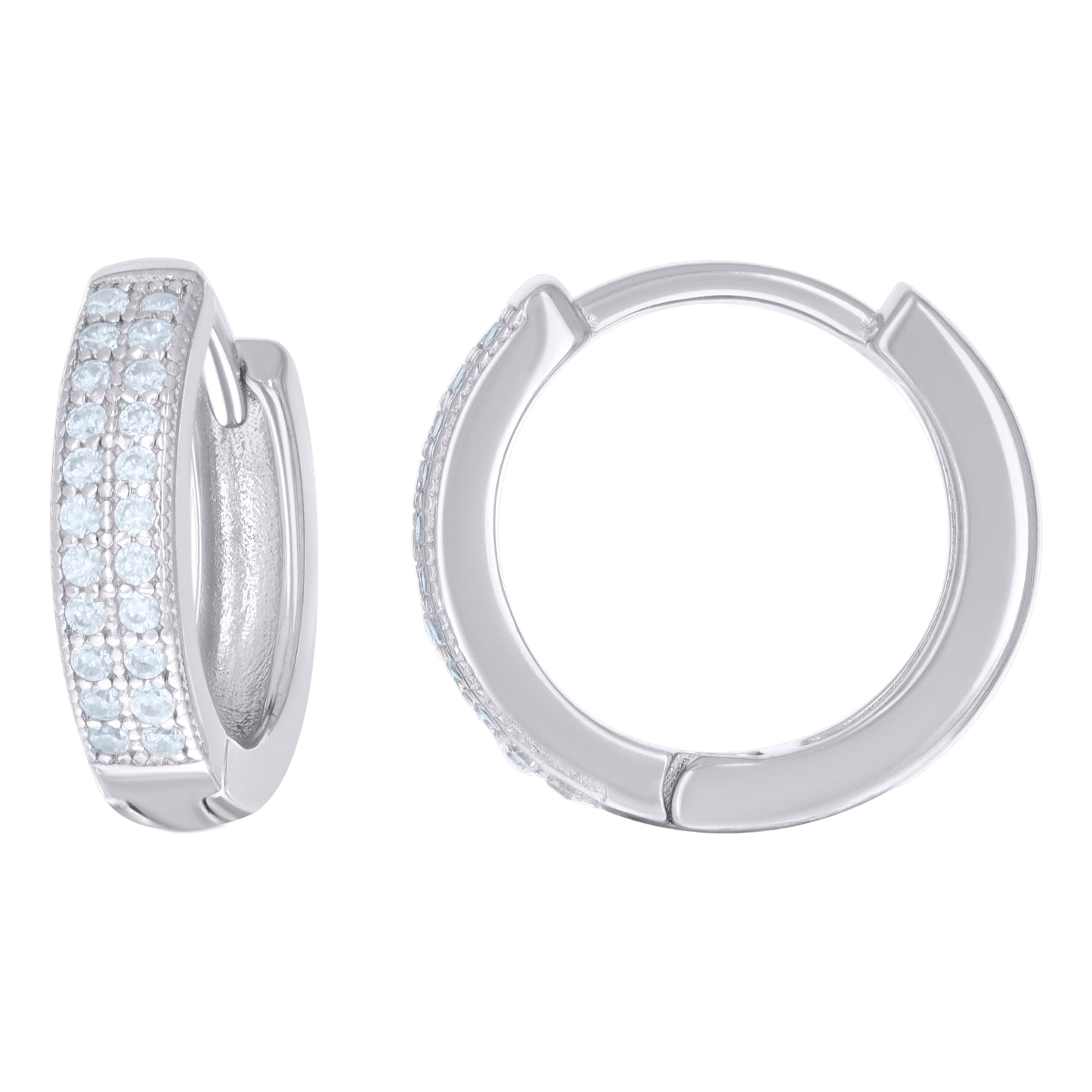 925 Sterling Silver 15mm Cz Hoop Earrings