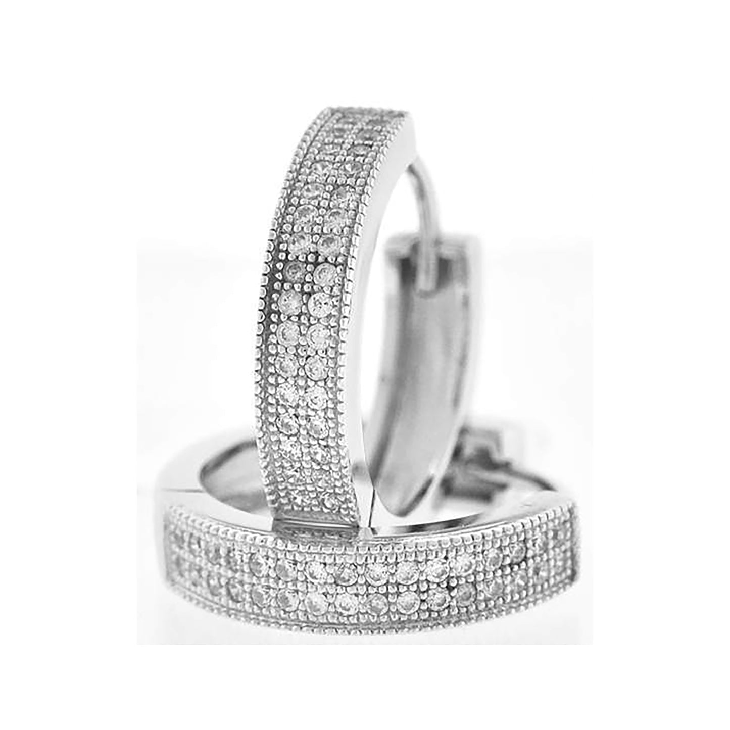 925 Sterling Silver 18mm Cz Hoop Earrings