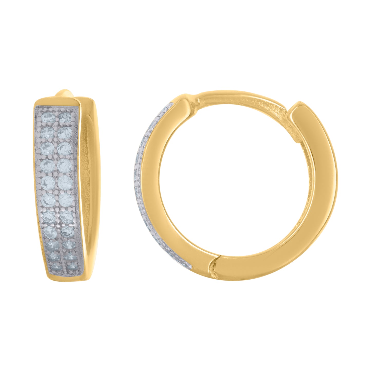 925 Sterling Silver 15mm Cz Hoop Earrings