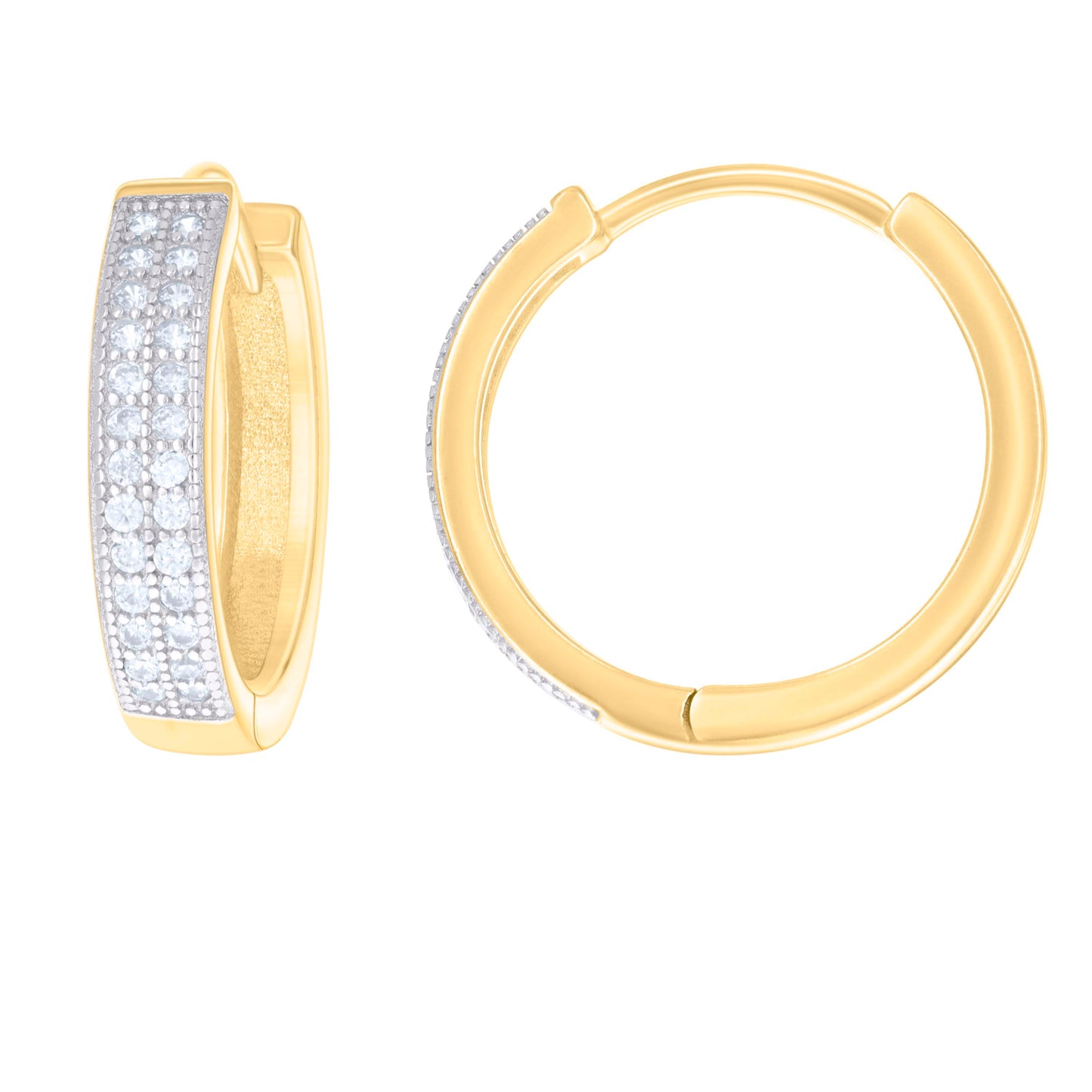 925 Sterling Silver 18mm Cz Hoop Earrings