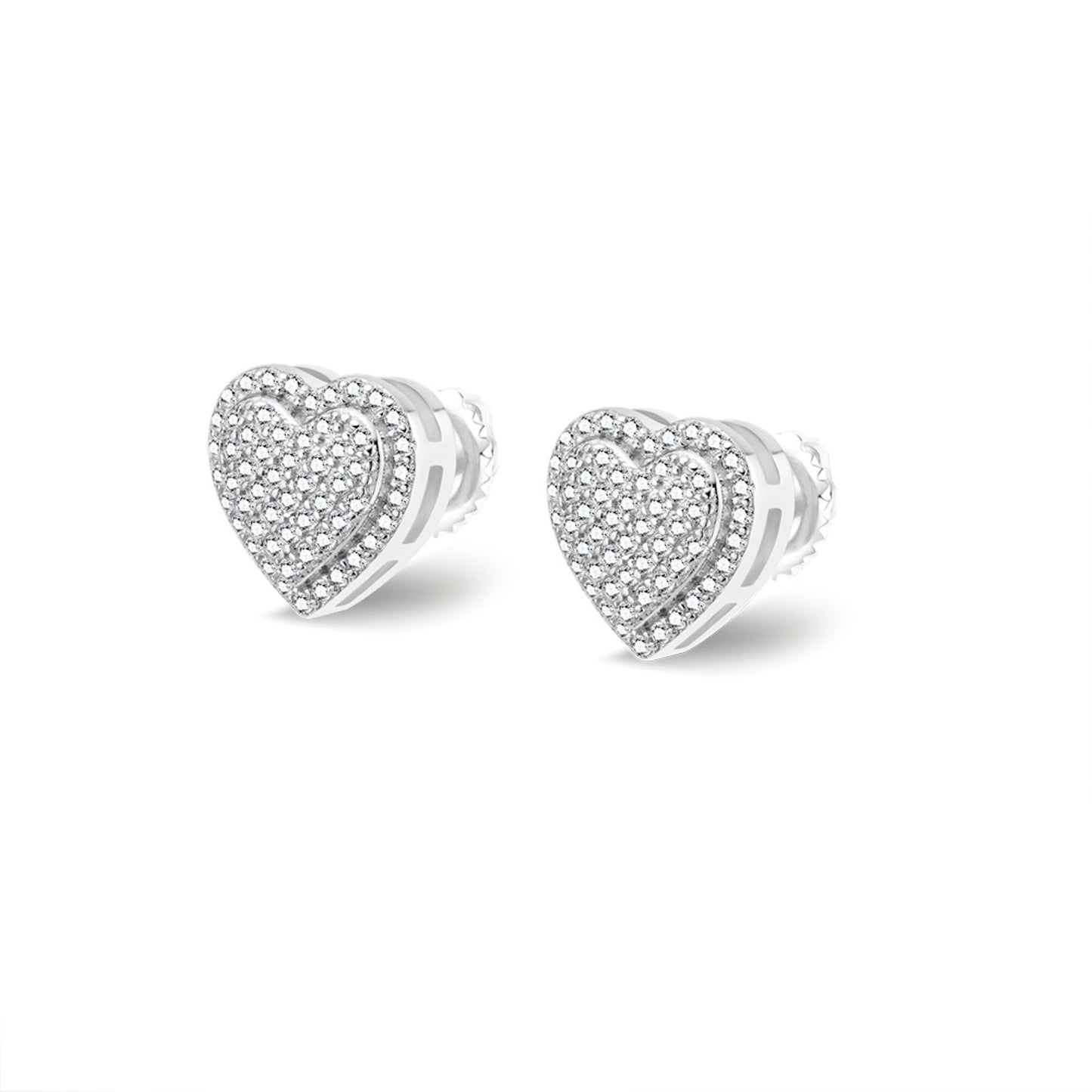 S.Silver Round Moissanite Heart Shape Designer Stud Earrings RP 5/8 Cttw