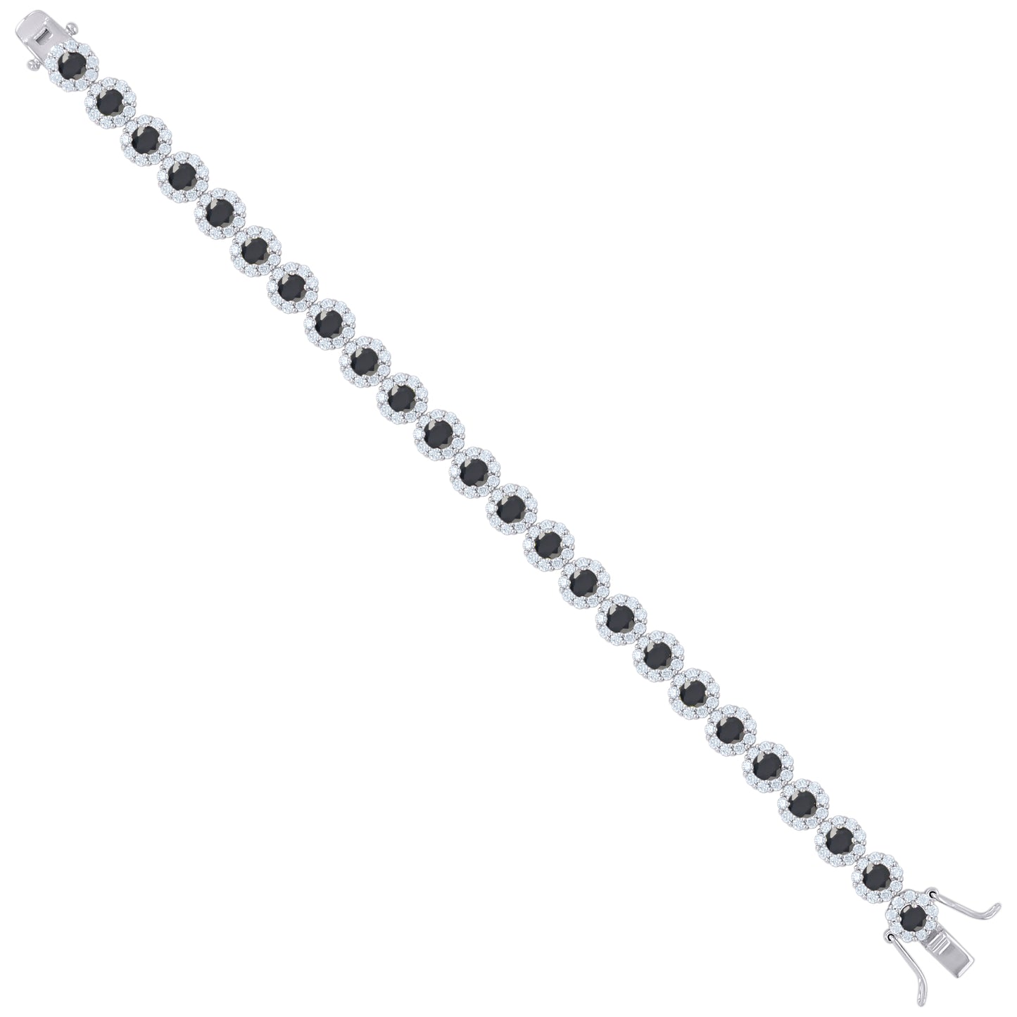 925 Sterling Silver Cz Flower Bracelet 7"