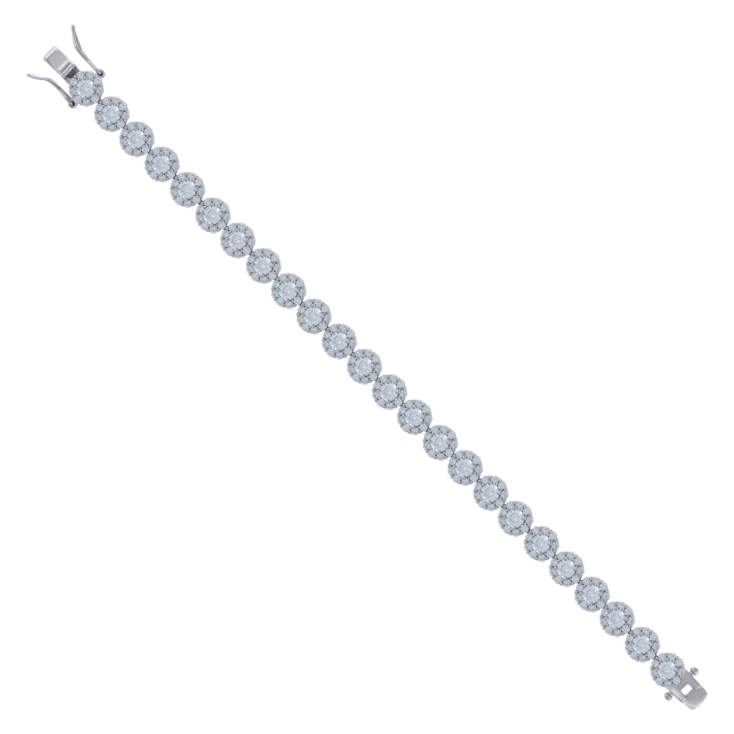 925 Sterling Silver Cz Flower Bracelet 7"