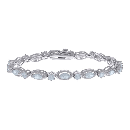 925-Sterling Silver Cz Bracelet S-7.25"