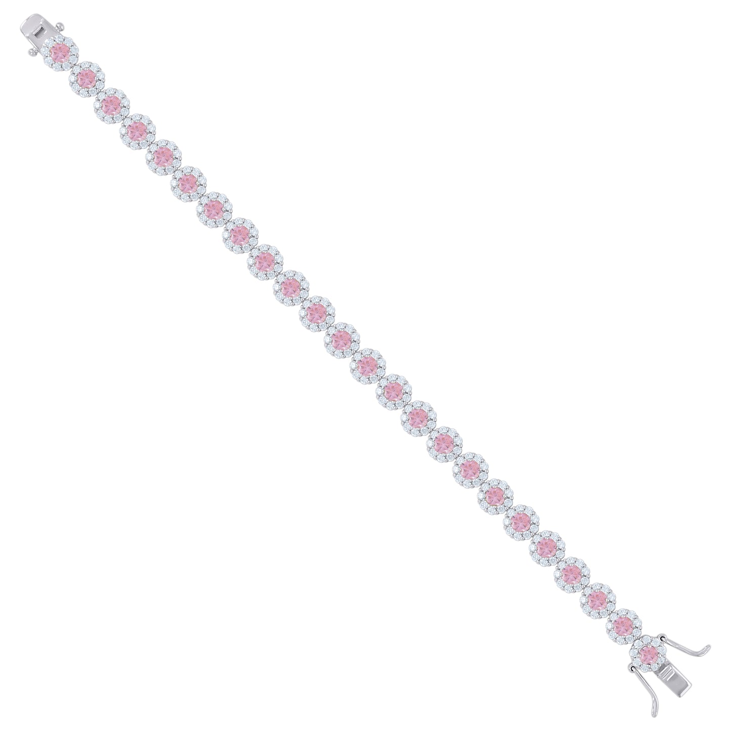 925 Sterling Silver Cz Flower Bracelet 7"