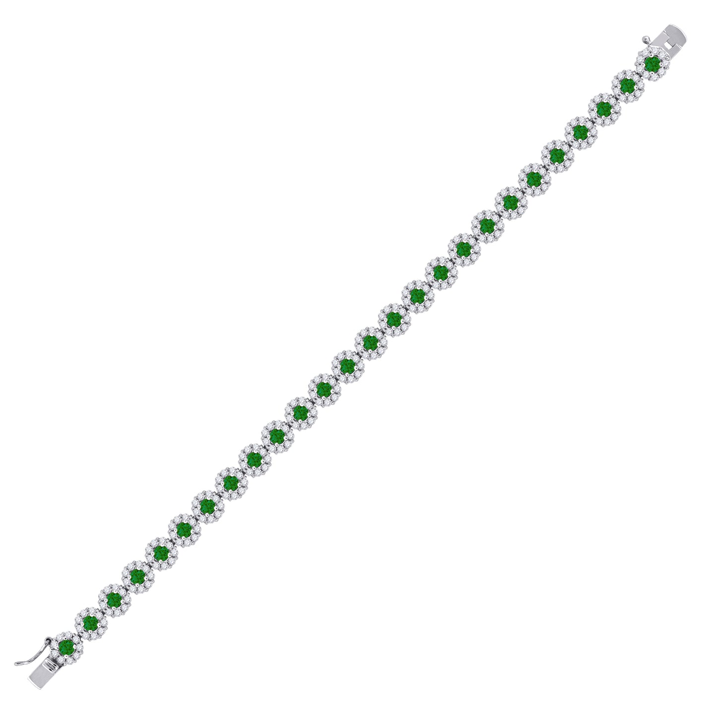 925 Sterling Silver Cz Flower Bracelet 7"