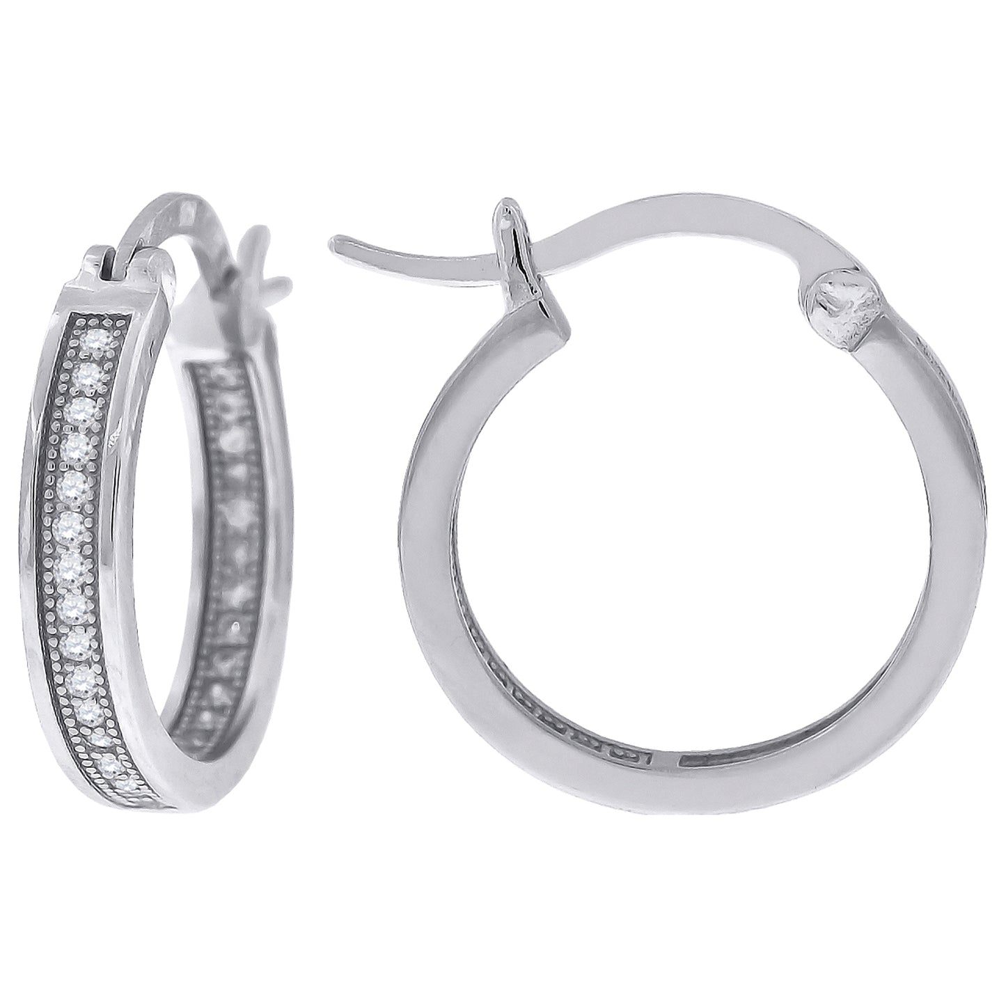 925 Sterling Silver 18mm Cz Hoop Earrings
