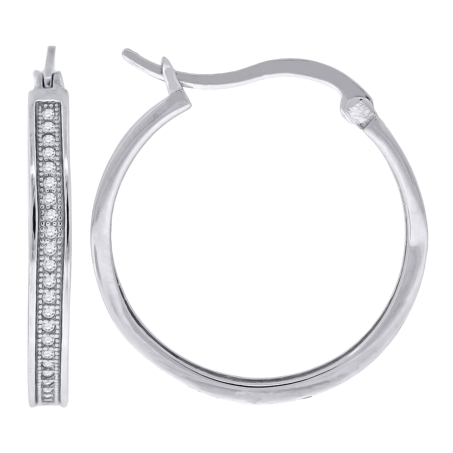 925 Sterling Silver Cz Hoop Earrings
