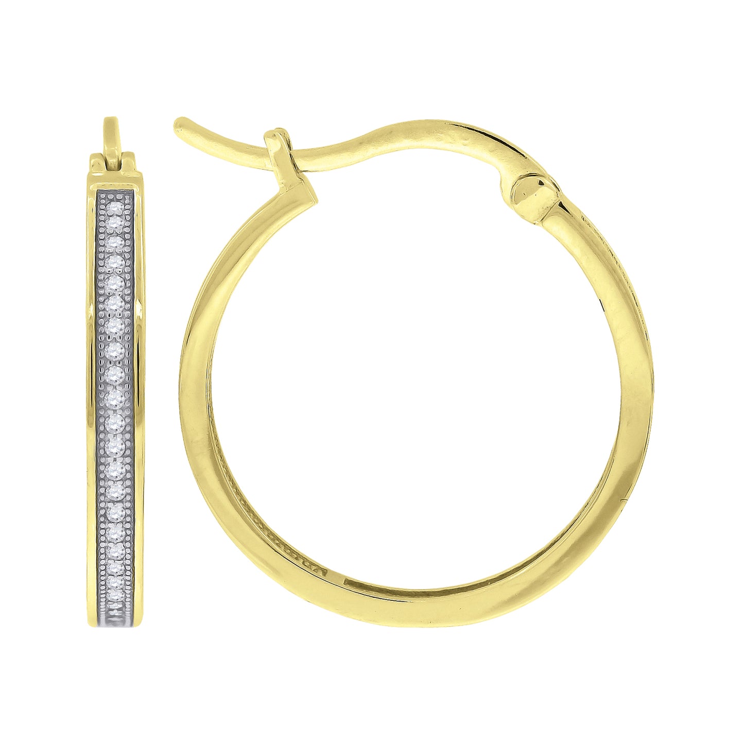 925 Sterling Silver 27mm Cz Hoop Earrings