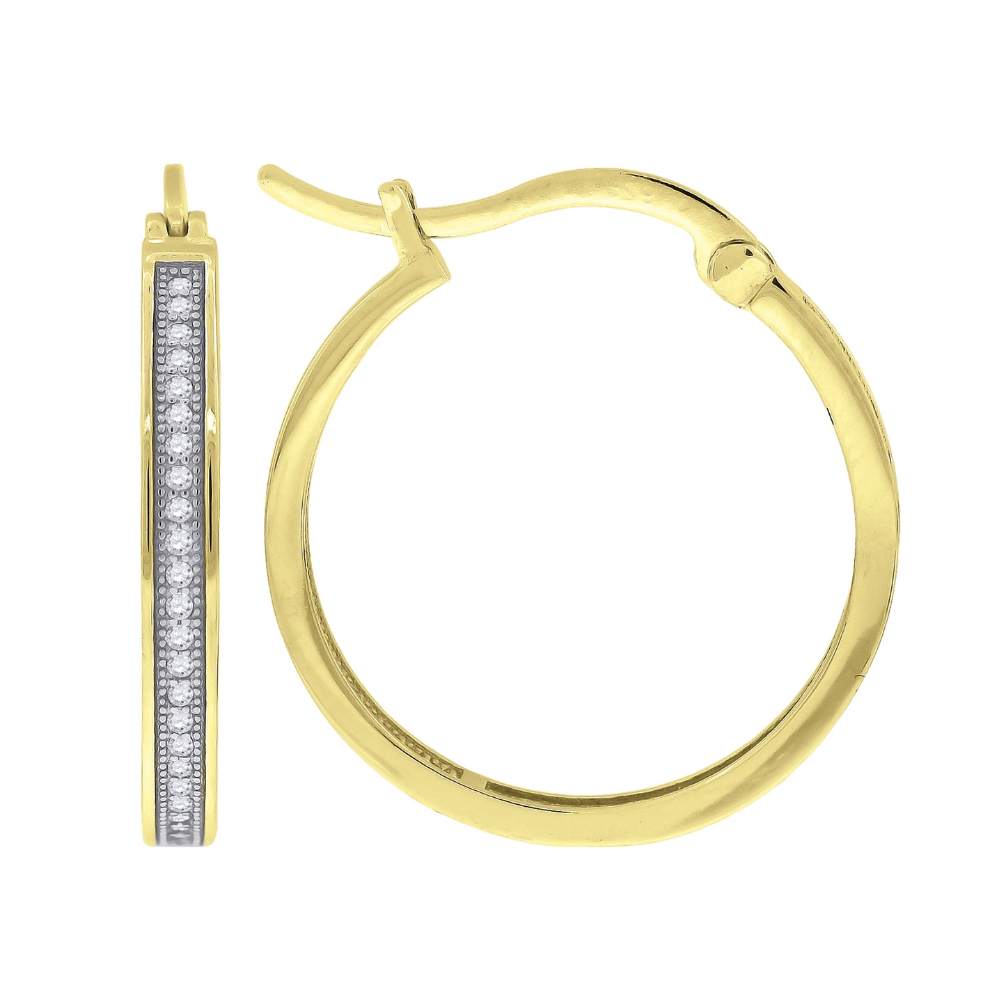 925 Sterling Silver 35mm Cz Hoop Earrings