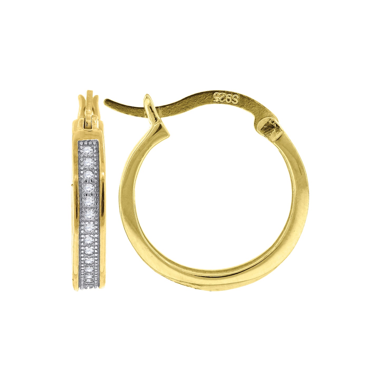 925 Sterling Silver 18mm Cz Hoop Earrings