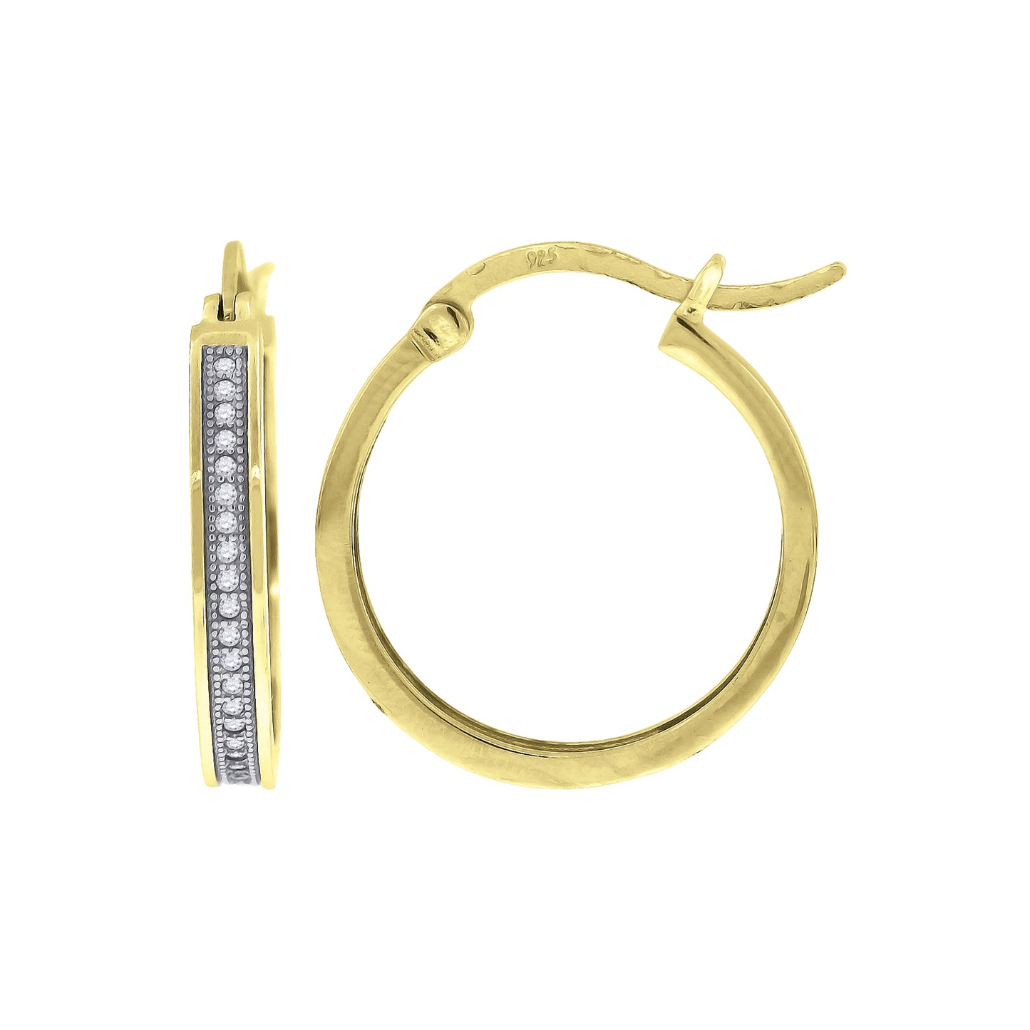 925 Sterling Silver 22mm Cz Hoop Earrings
