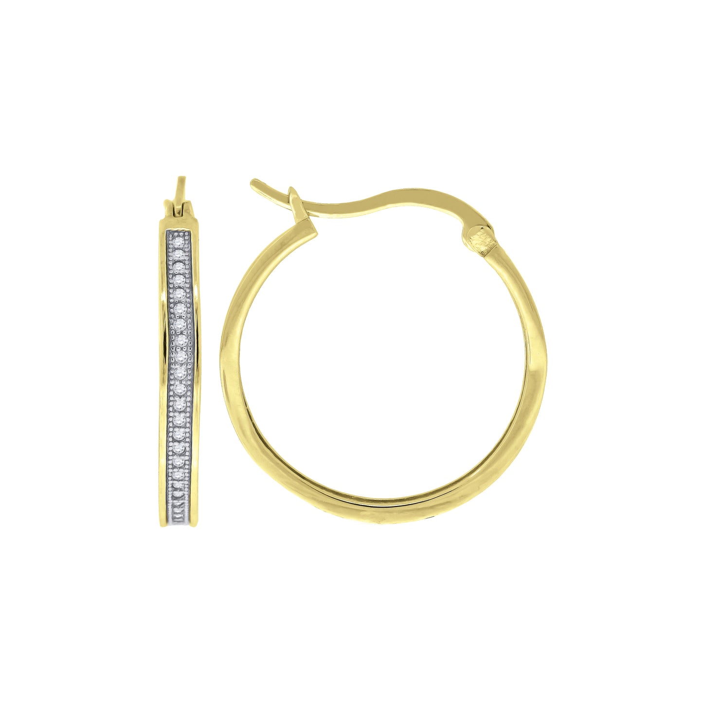 925 Sterling Silver Cz Hoop Earrings