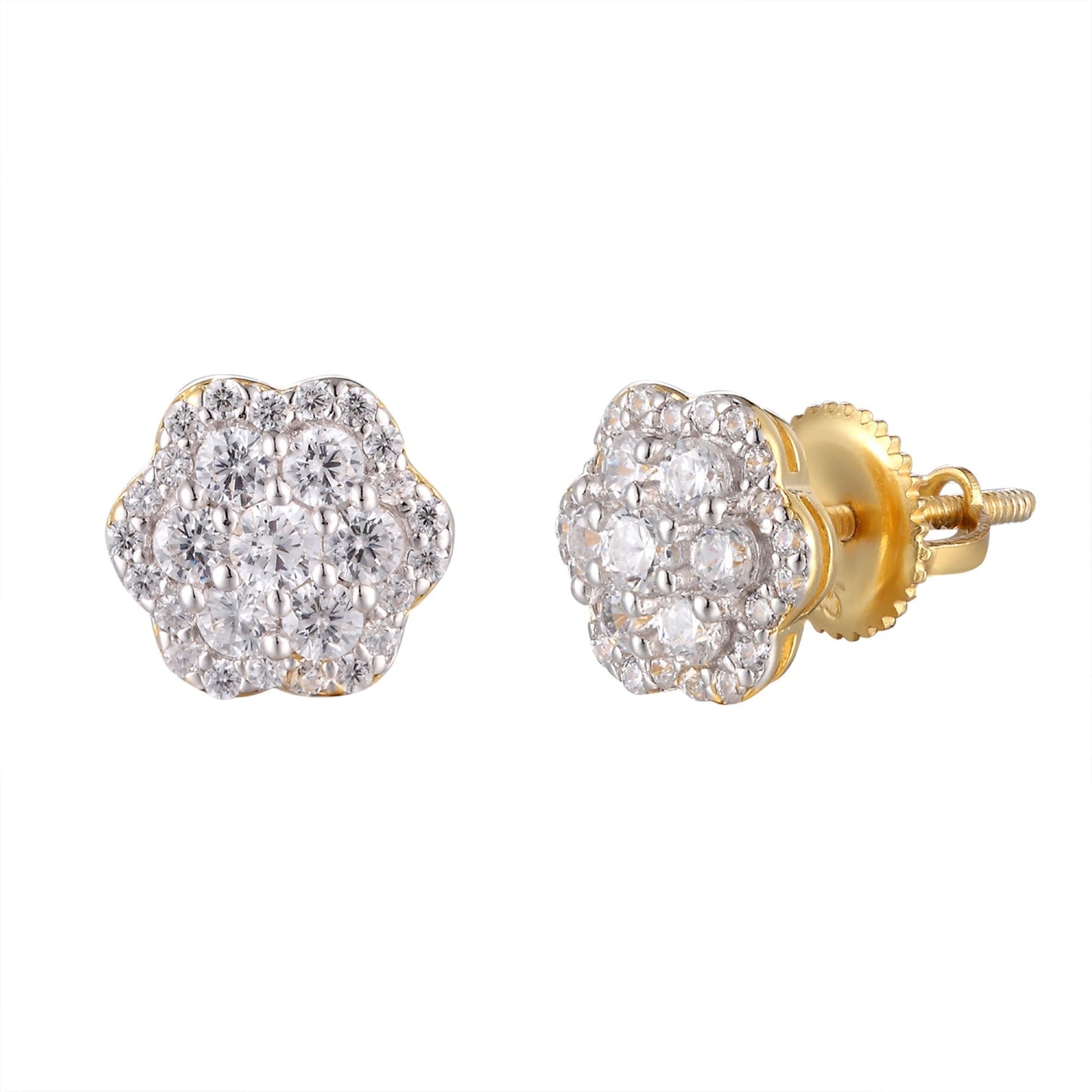 Sterling Silver Round Moissanite Earrings Rp+Gp