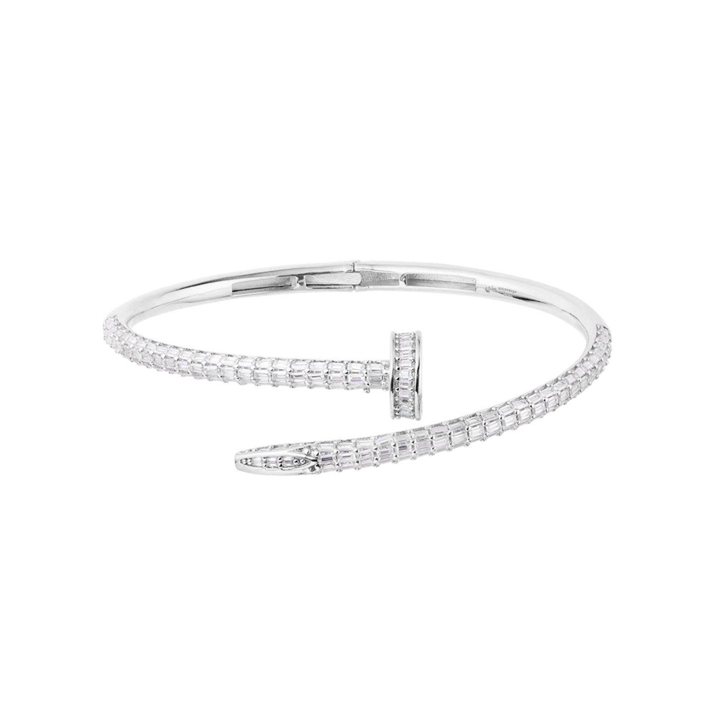 Sterling Silver Moissanite Baguette Bangle Bracelet RP 4 Cttw