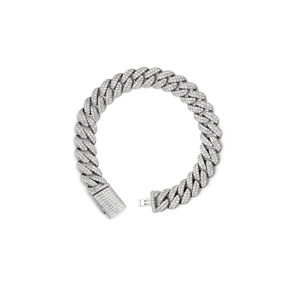 Sterling Silver Moissanite 8Mm Cuban Bracelet 8Inch RP 5 Cttw