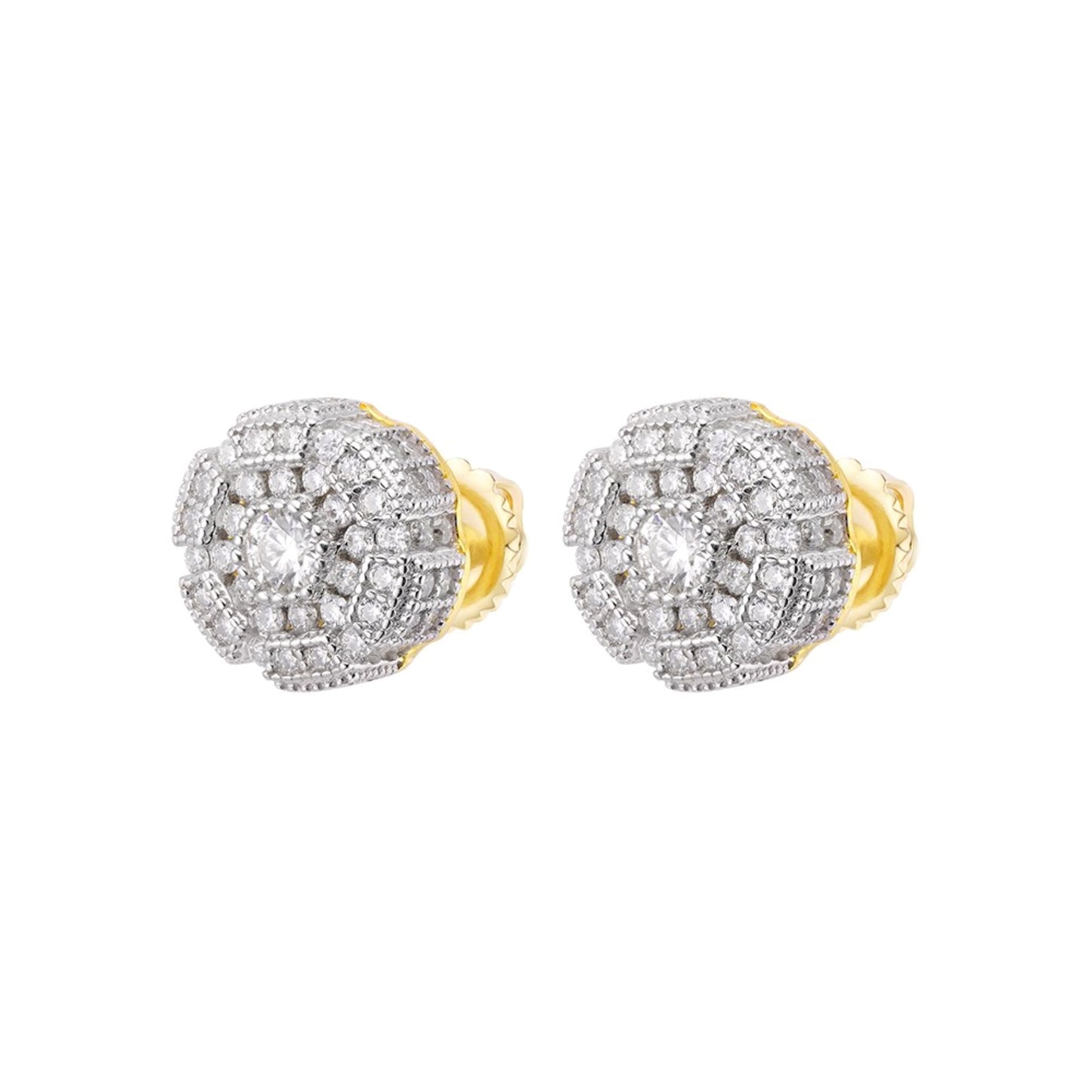 S.Silver Moissanite Designer Stud Earrings RP+GP 1-1/3 Cttw