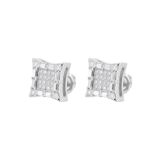 Sterling Silver Moissanite Square Shape Stud Earrings RP 5/8 Cttw