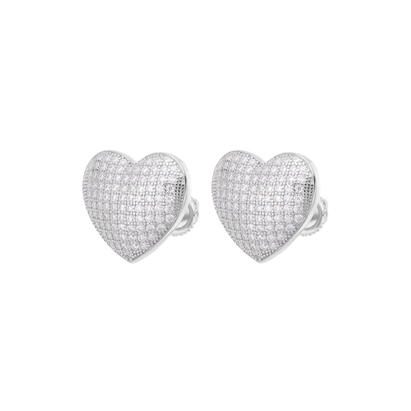 S.Silver Round Moissanite Heart Shape Stud Earrings RP 1 Cttw