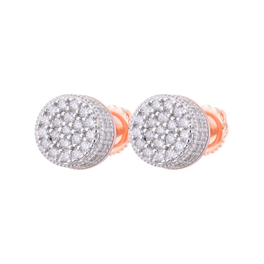 Sterling Silver Round Moissanite Cluster Designer Stud Earrings RP+PP 7/8 Cttw