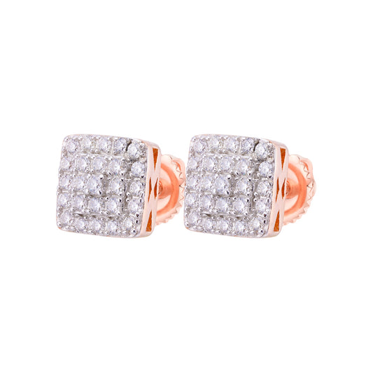 S.Silver Round Moissanite Square Shape Cluster Stud Earrings RP+PP 1/2 Cttw