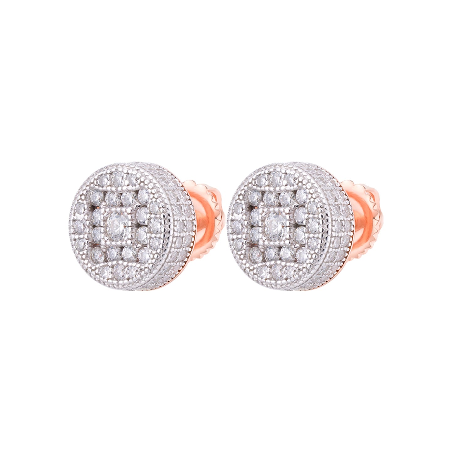 S.Silver Round Baguette Moissanite Round Shape Stud Earrings RP+PP 7/8 Cttw