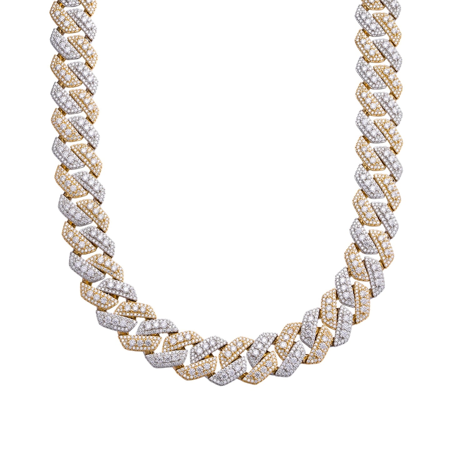 Sterling Silver Round Big Stone in Center Surrounded with Small Stones 20mm Moissanite Cuban Chain 22Inch Necklace RP+GP 55-5/8 Cttw