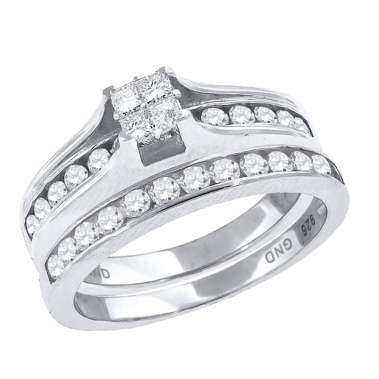 925 Sterling Silver Cz Duo Ring S6