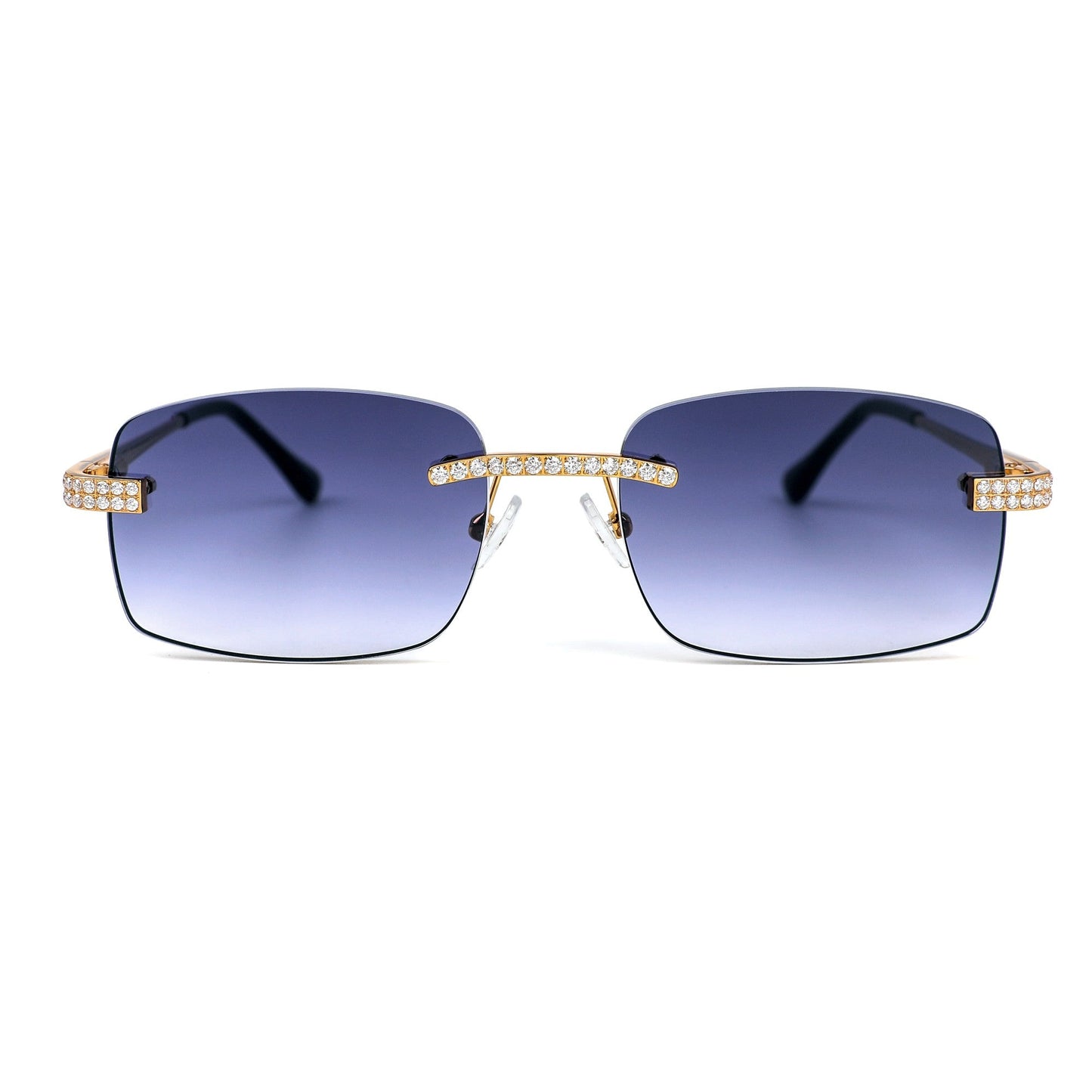 Sterling Silver Round Moissanite Cartier Square with Bevel Shape Gray Lens Wooden Glasses GP