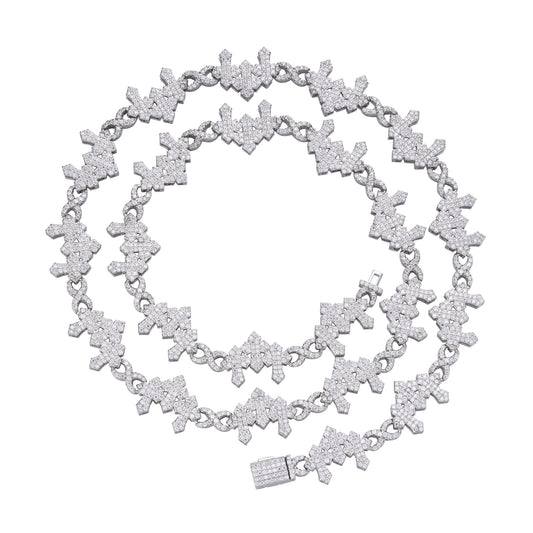 Sterling Silver Round Moissanite Infinity 3 Cross 22 Inch Religious Necklace RP 9-5/8 Cttw