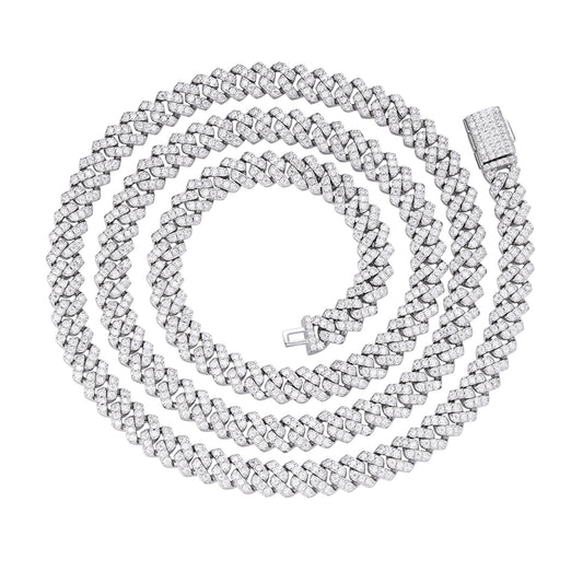 Sterling Silver 6mm Round Moissanite Cuban 22 Inch Necklace RP 5-3/8 Cttw