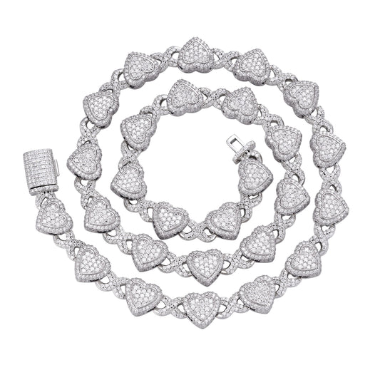 Sterling Silver Round Moissanite Infinity Heart Designer 18 Inch Necklace RP 19 Cttw