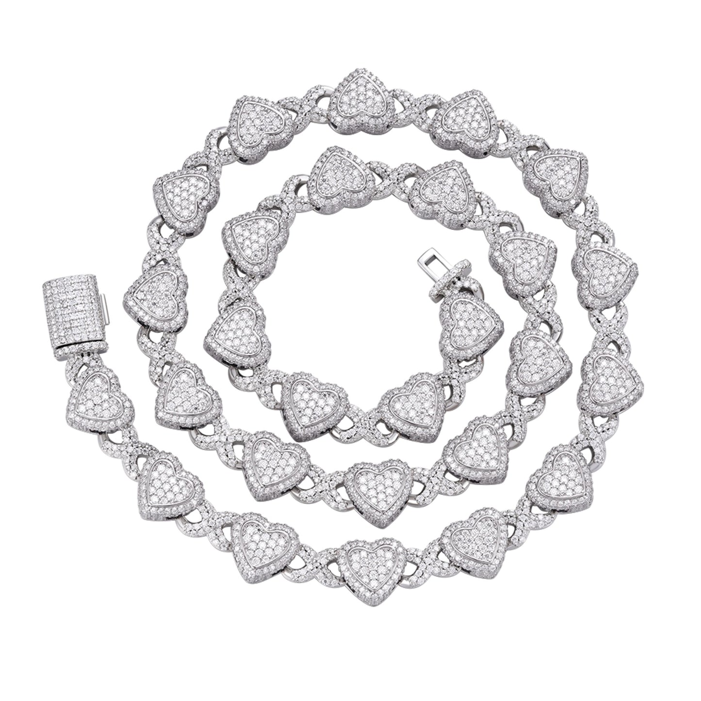 Sterling Silver Round Moissanite Infinity Heart Designer 18 Inch Necklace RP 19 Cttw