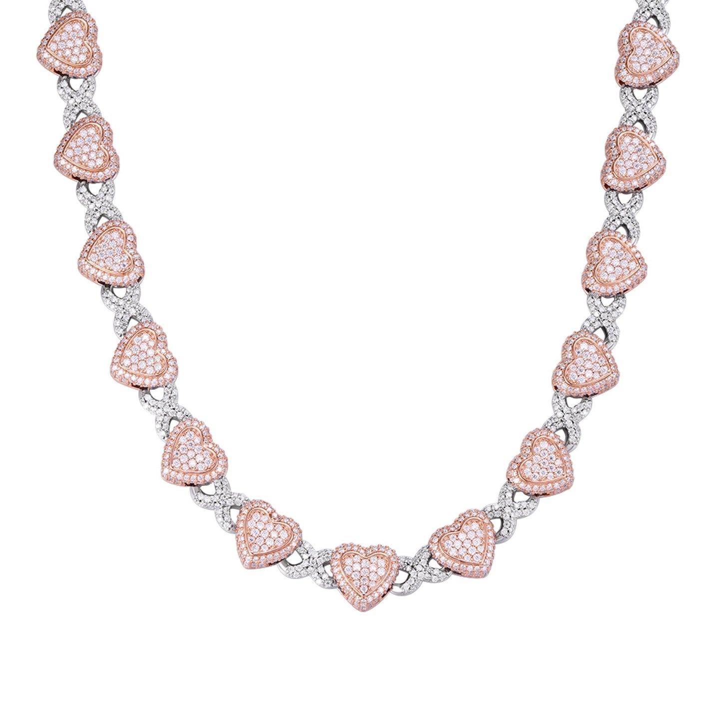 Sterling Silver Round Moissanite Infinity Heart Designer 18 Inch Necklace RP+PP 19 Cttw