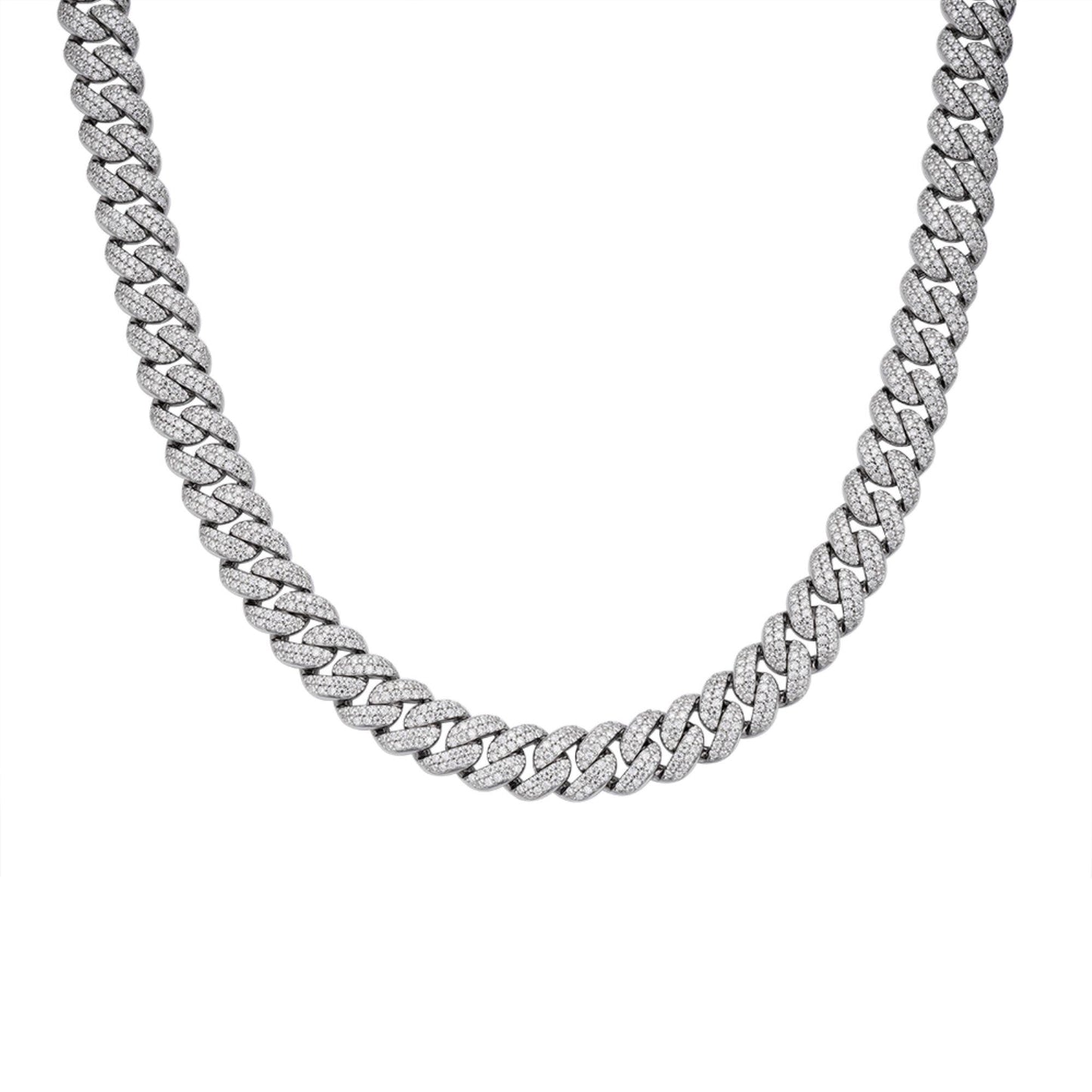 Sterling Silver 10mm Round Moissanite Cuban 22 Inch Mens Necklace RP 13 Cttw