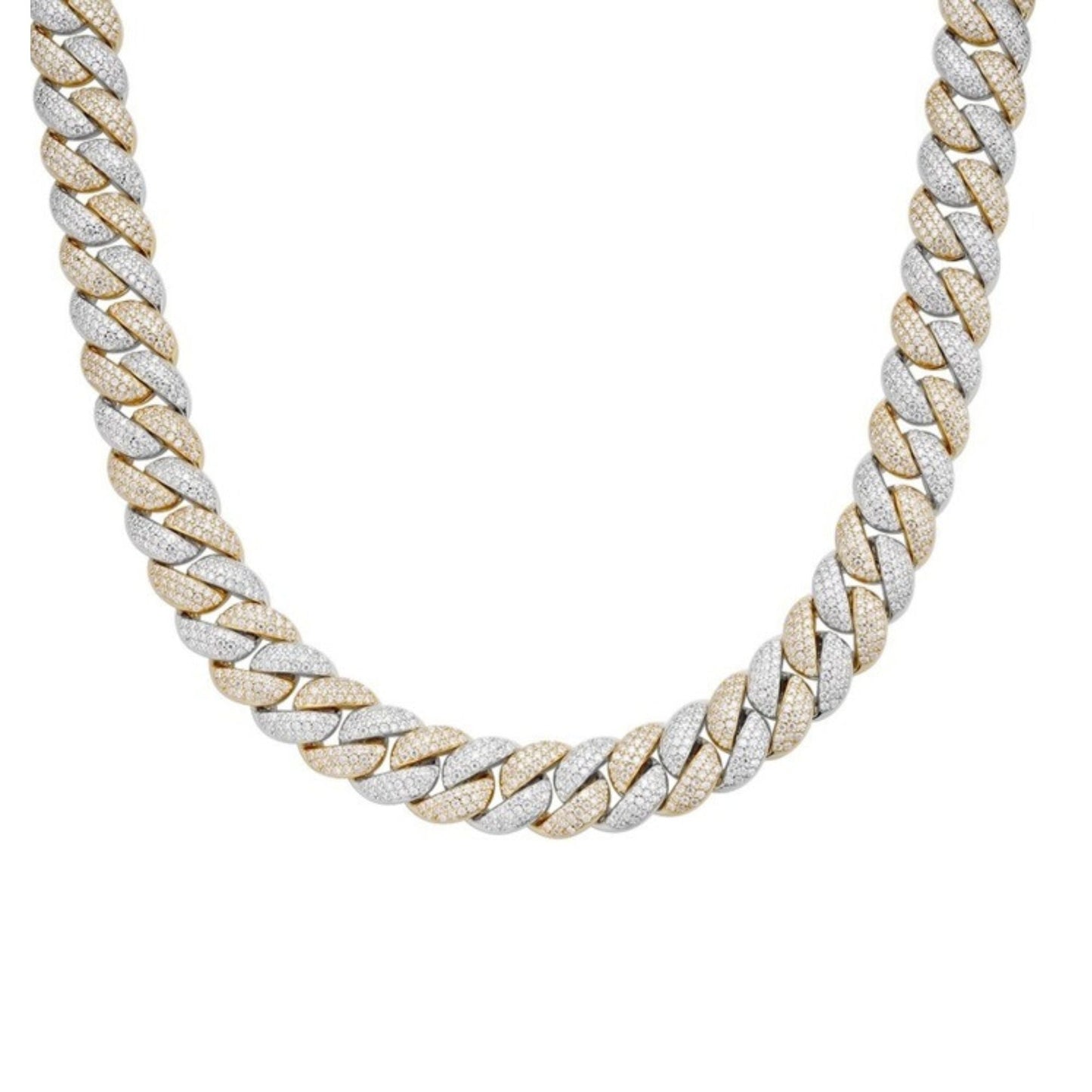 Sterling Silver 12mm Round Moissanite Cuban 22 Inch Mens Necklace RP+GP 18-7/8 Cttw