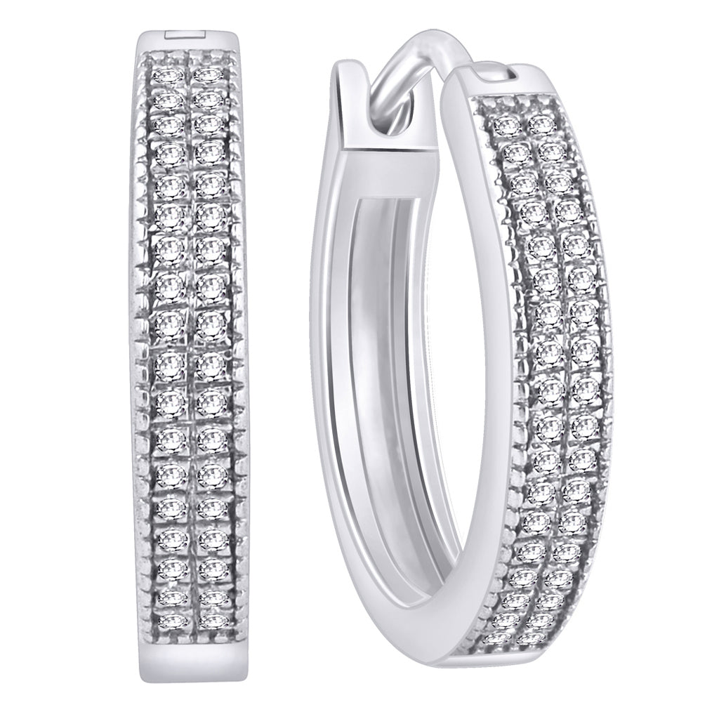 925 SS 0.11CT D-HOOP EARRING RDS